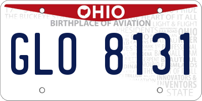 OH license plate GLO8131