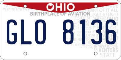 OH license plate GLO8136