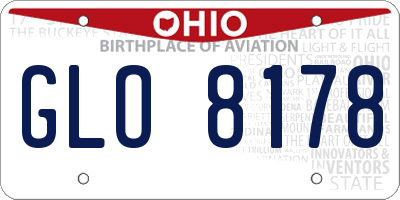 OH license plate GLO8178