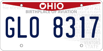 OH license plate GLO8317