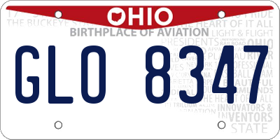 OH license plate GLO8347