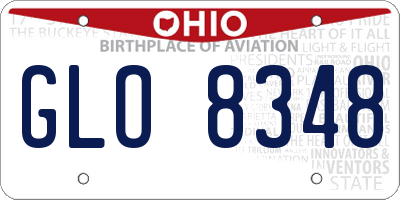 OH license plate GLO8348