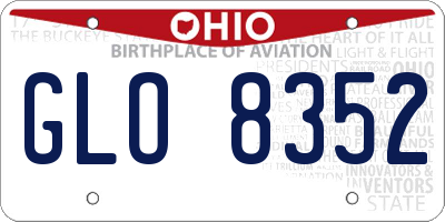 OH license plate GLO8352