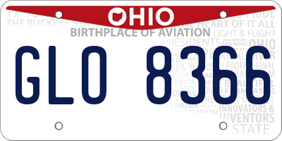 OH license plate GLO8366