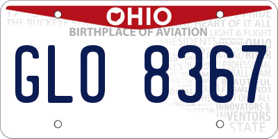 OH license plate GLO8367
