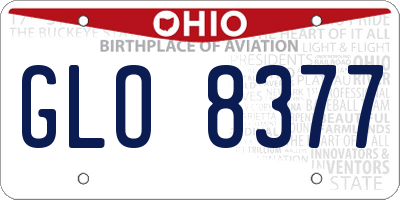 OH license plate GLO8377