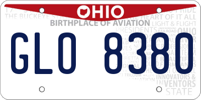 OH license plate GLO8380
