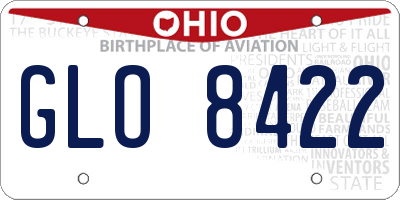 OH license plate GLO8422