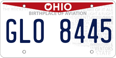 OH license plate GLO8445