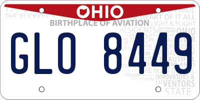 OH license plate GLO8449