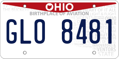 OH license plate GLO8481