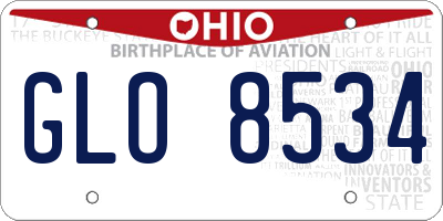 OH license plate GLO8534