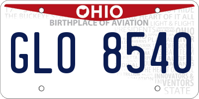 OH license plate GLO8540