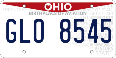 OH license plate GLO8545