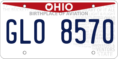 OH license plate GLO8570