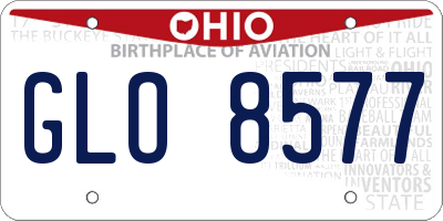 OH license plate GLO8577