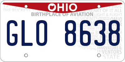 OH license plate GLO8638