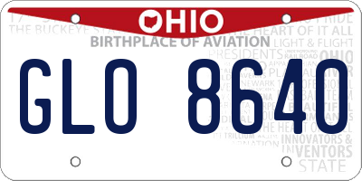 OH license plate GLO8640