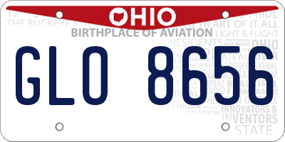 OH license plate GLO8656