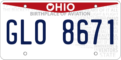 OH license plate GLO8671