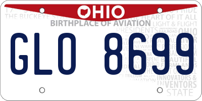 OH license plate GLO8699