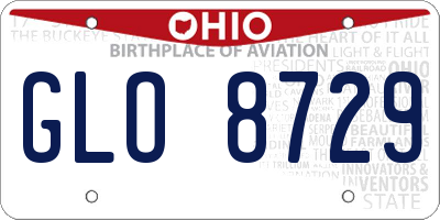 OH license plate GLO8729