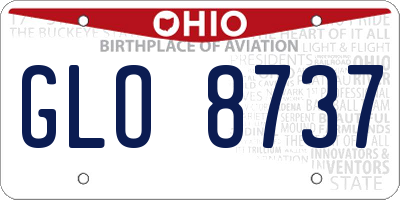 OH license plate GLO8737