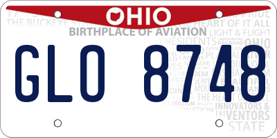 OH license plate GLO8748