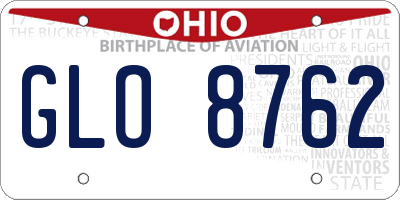 OH license plate GLO8762