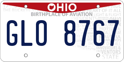 OH license plate GLO8767