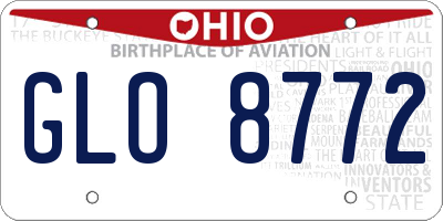 OH license plate GLO8772