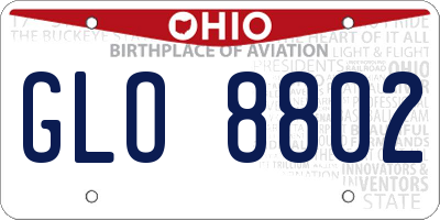 OH license plate GLO8802