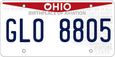 OH license plate GLO8805