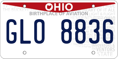 OH license plate GLO8836