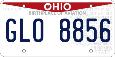 OH license plate GLO8856