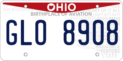 OH license plate GLO8908
