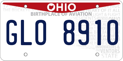 OH license plate GLO8910