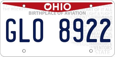 OH license plate GLO8922