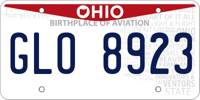 OH license plate GLO8923