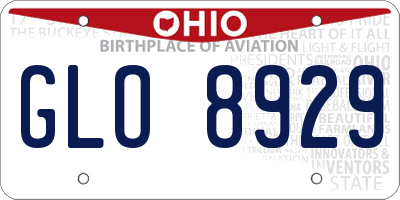 OH license plate GLO8929