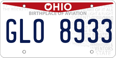 OH license plate GLO8933