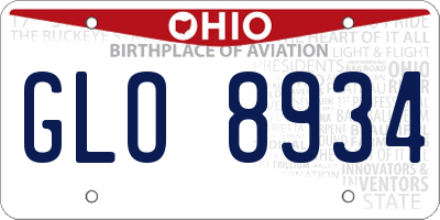 OH license plate GLO8934
