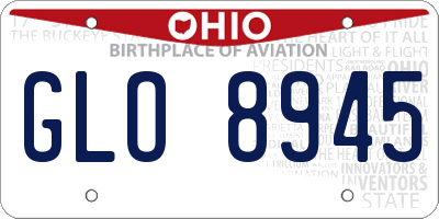 OH license plate GLO8945