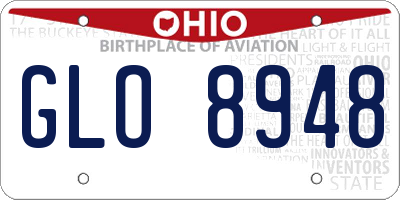 OH license plate GLO8948