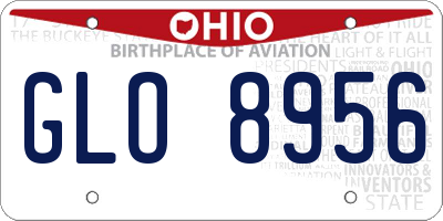 OH license plate GLO8956
