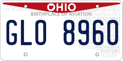 OH license plate GLO8960