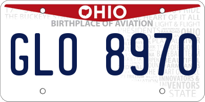 OH license plate GLO8970
