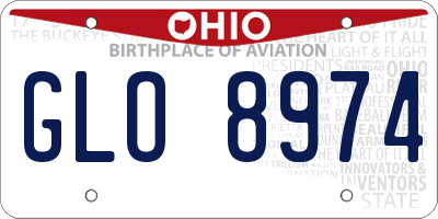 OH license plate GLO8974