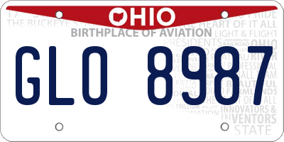 OH license plate GLO8987