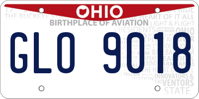 OH license plate GLO9018